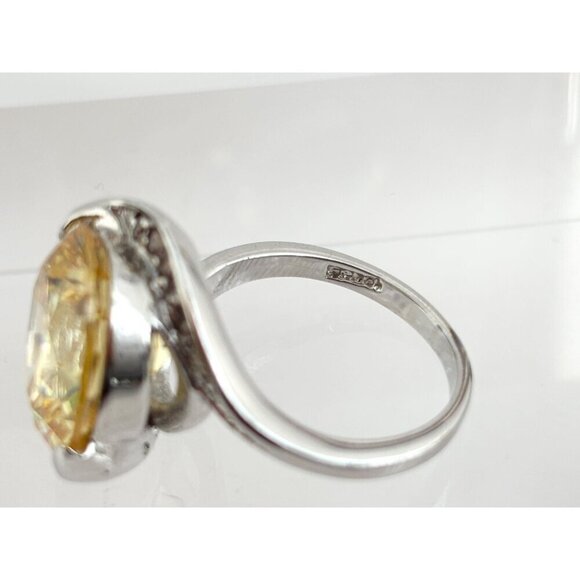 Round Cut Yellow Cubic Zirconia Vintage Multi Gemstone Vintage Ring - sz 8.75 - Picture 6 of 10